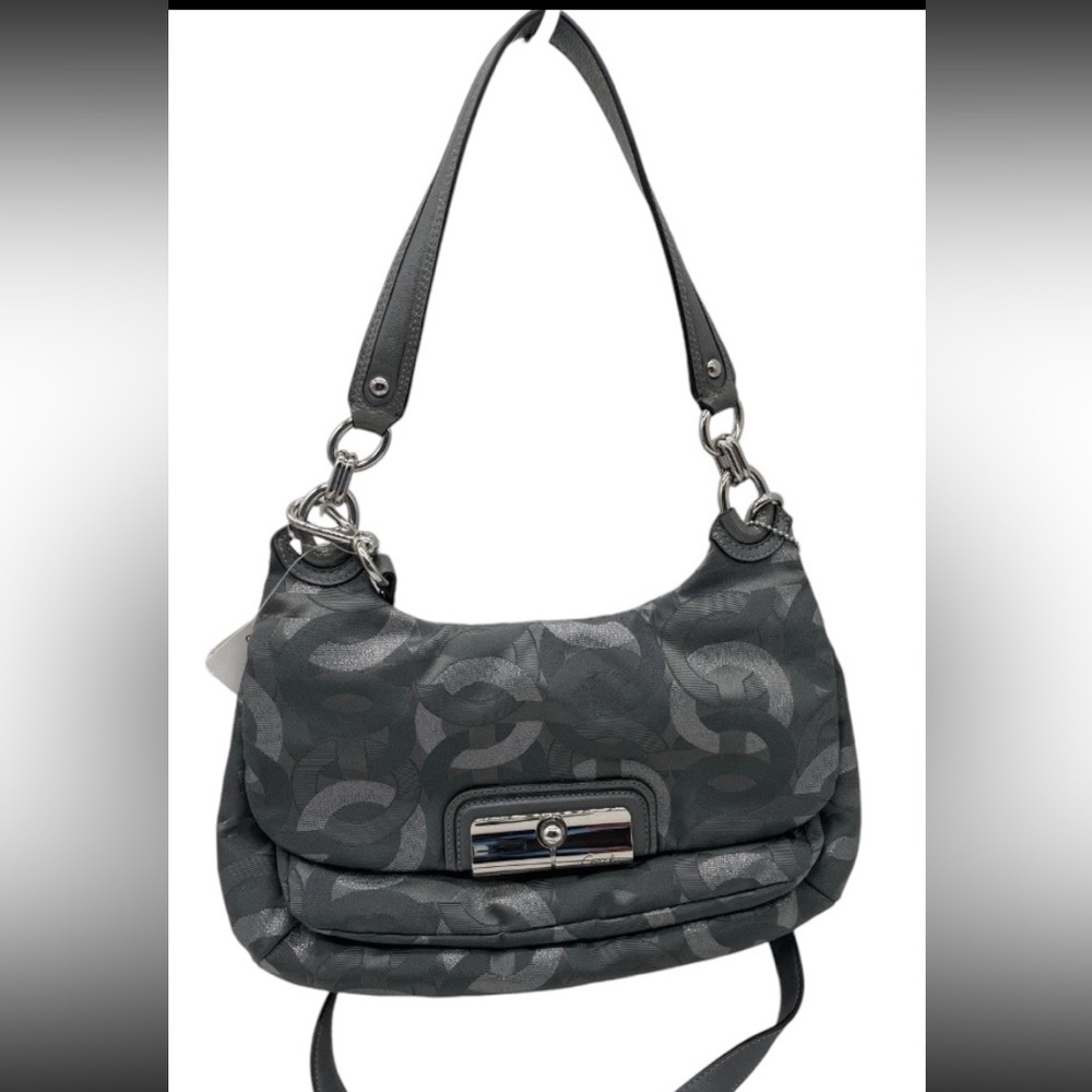 NWT COACH KRISTIN LUREX METALLIC JACQUARD CROSSBODY/SHOULDER BAG IN GUNM… - Picture 2 of 13